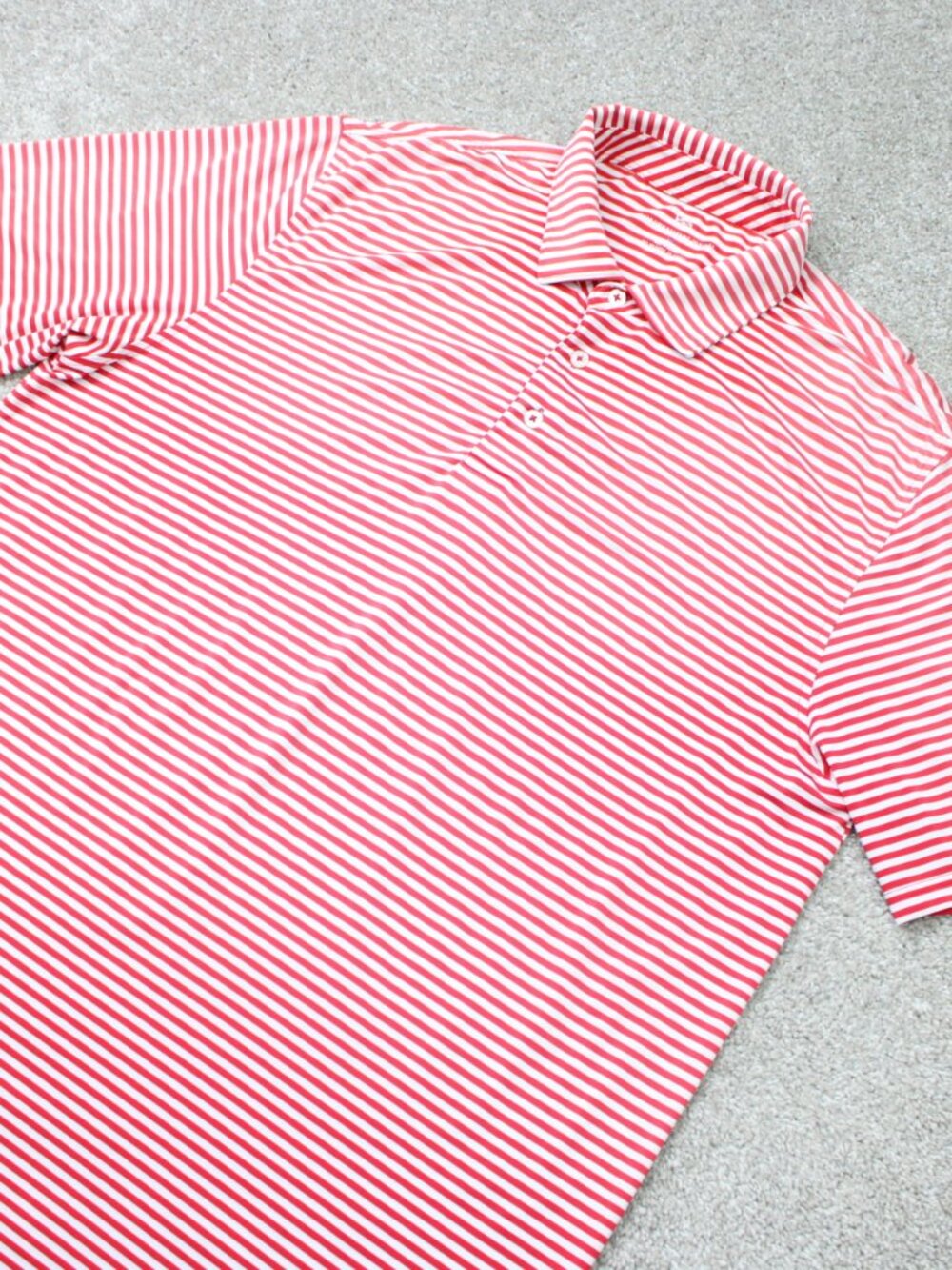 Southern Tide Polo Shirt Mens XL Red/White Performance Striped 4 Way Stretch S/S - Picture 2 of 11